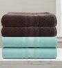 Water Green & Brown Soft Cotton 500 GSM Solid Bath Towel Pack Of 4