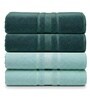Water Green & Dark Green Soft Cotton 500 GSM Solid Bath Towel Pack Of 4