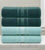 Water Green & Dark Green Soft Cotton 500 GSM Solid Bath Towel Pack Of 4