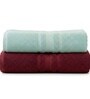 Water Green & Maroon Soft Cotton 500 GSM Solid Bath Towel Pack Of 2