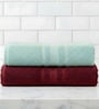 Water Green & Maroon Soft Cotton 500 GSM Solid Bath Towel Pack Of 2