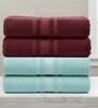 Water Green & Maroon Soft Cotton 500 GSM Solid Bath Towel Pack Of 4