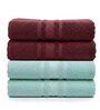 Water Green & Maroon Soft Cotton 500 GSM Solid Bath Towel Pack Of 4