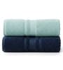 Water Green & Navy Blue Soft Cotton 500 GSM Solid Bath Towel Pack Of 2