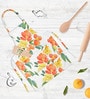 Watercolor Leaves & Flowers  Multicolor Polycotton Full-Length Neck To Knee Apron