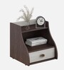 Wave Bedside Table In Light Oak & Choco Walnut Finish With Drawer