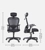 Wave Breathable Mesh Ergonomic Chair in Black Colour with Headrest