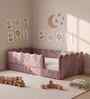 Wave Design Kids Twin Bed In Pink Colour
