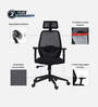 Wave Ergonomic Office Chair with Adjustable Lumbar Support and Headrest in Black Colour