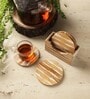 Waves Round Brown & White MDF (Set of 4) Table Coaster with Stand