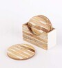 Waves Round Brown & White MDF (Set of 4) Table Coaster with Stand