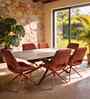Wavynox 6 Seater Dining Set With Sintered Stone Rose Gold Natural Marble Finish
