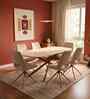 Wavynox 6 Seater Dining Table In Marble Finish With Grey Metal Base