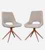 Wavynox Modern Dining Chairs In Beige Fabric With Rosegold Finish (Set Of 2)