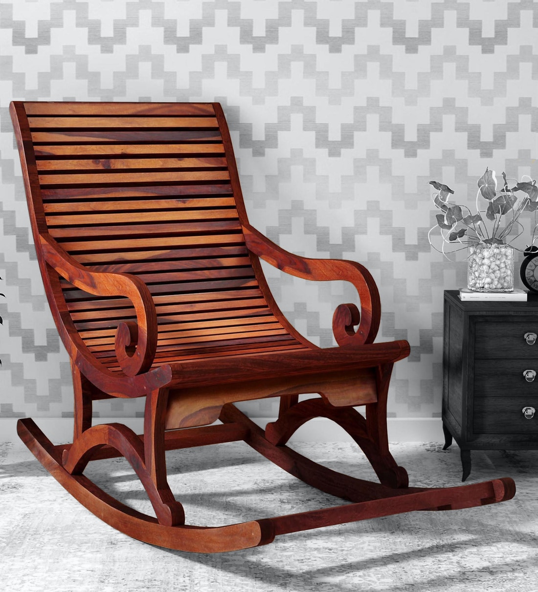 Buy Wellesley Solid Wood Rocking Chair in Honey Oak Finish By ...