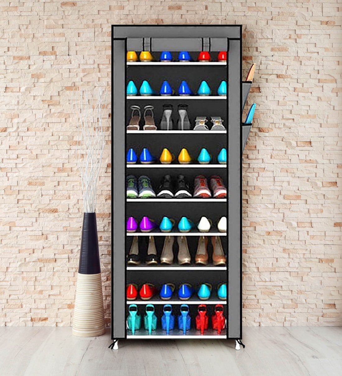 Buy Wenko Nine Tier Shoe Rack In Grey Colour By Paffy Online Open Shoe Racks Shoe Racks Furniture Pepperfry Product