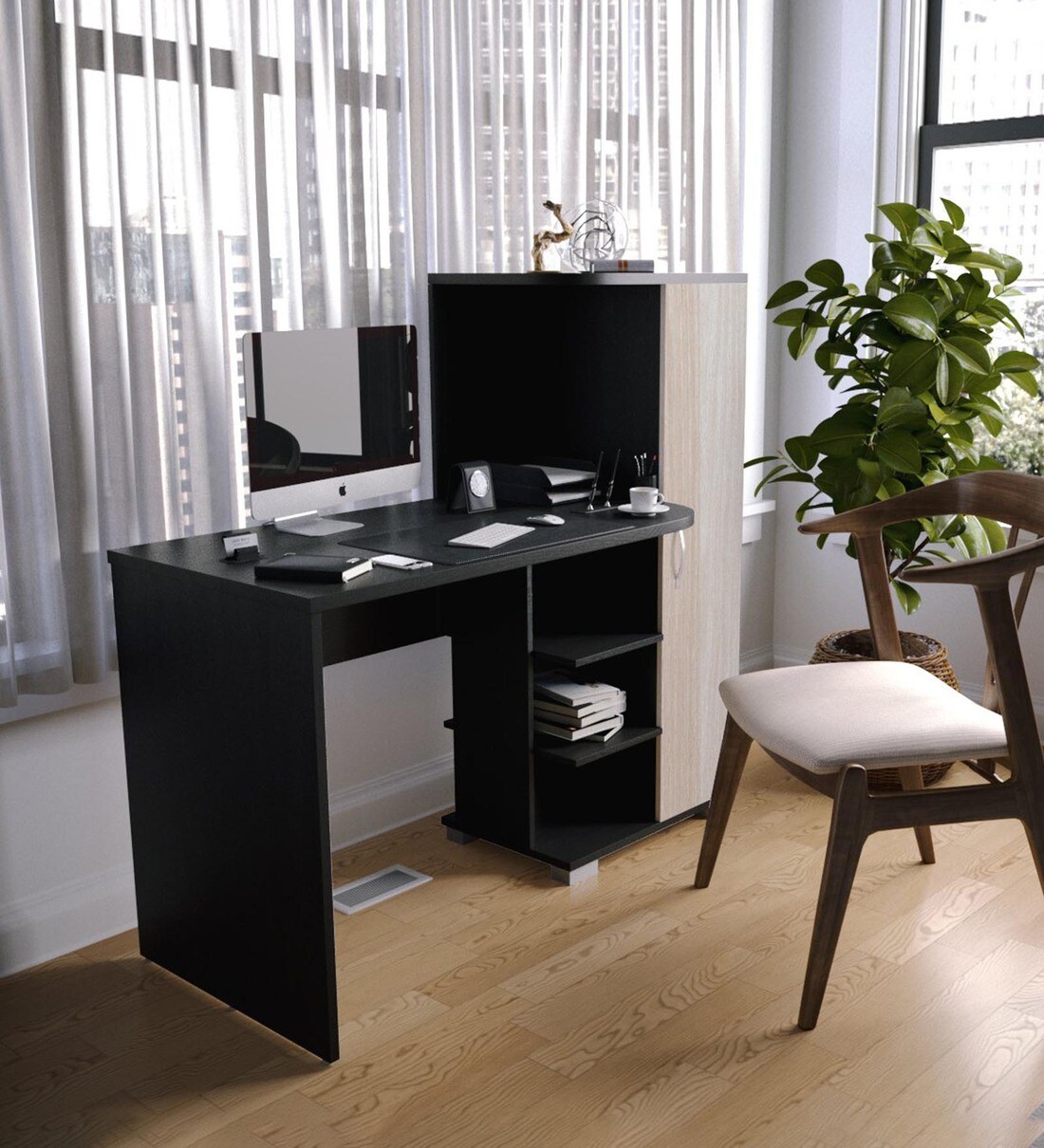 Buy Wesley Study Table in Wenge Finish by Forzza Online Modern
