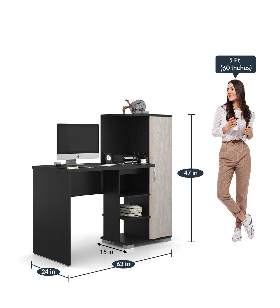 Buy Wesley Study Table in Wenge Finish by Forzza Online Modern