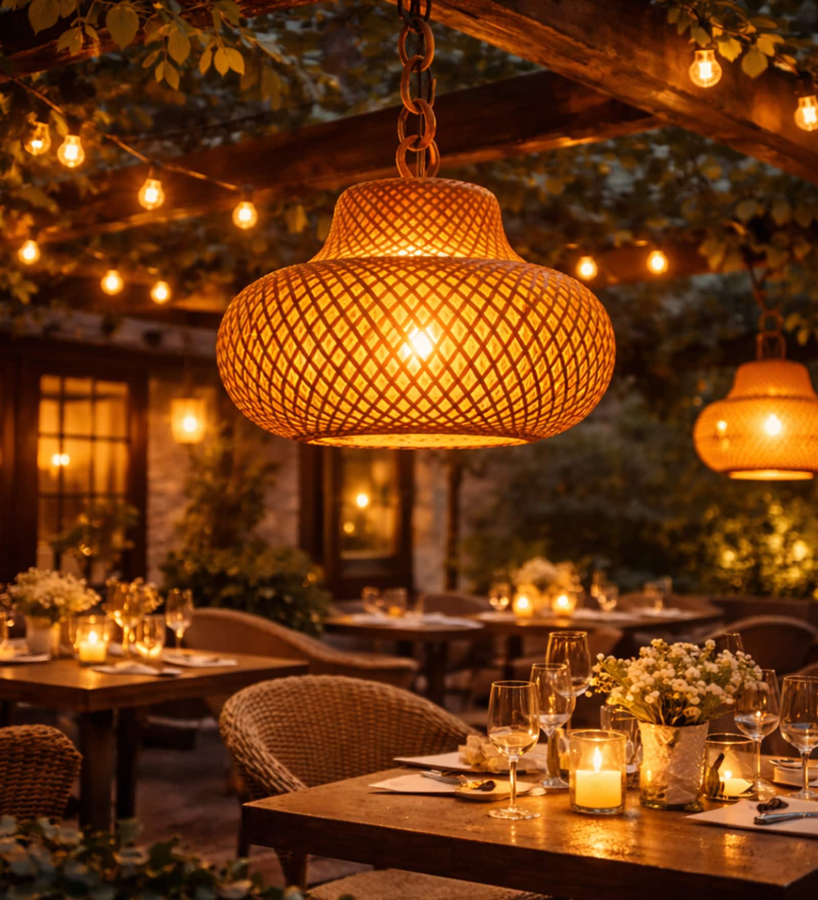 Handcrafted Woven Pendant Light   Amber Glow