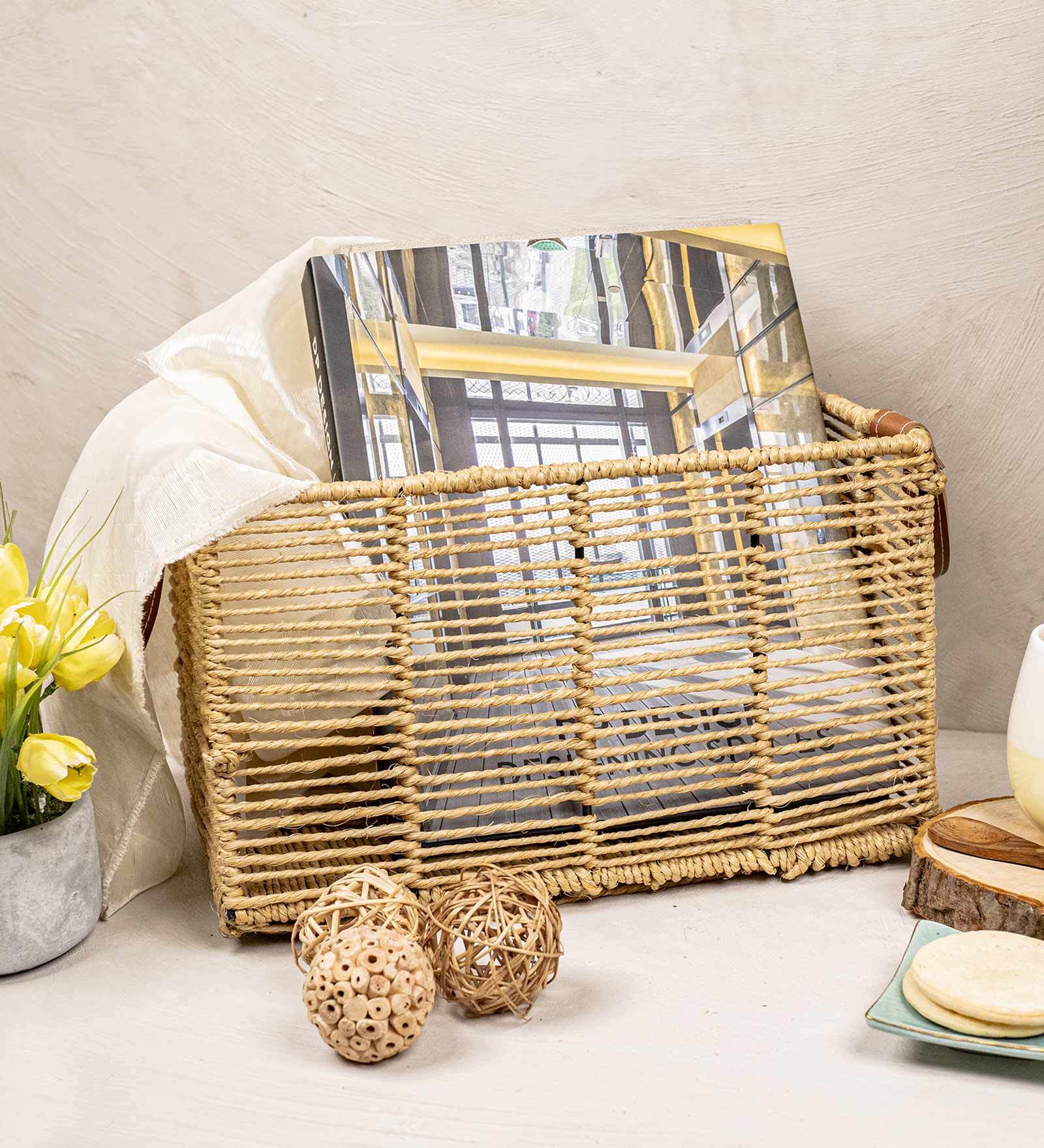 Weave Natural Brown Jute Magazine Organizer