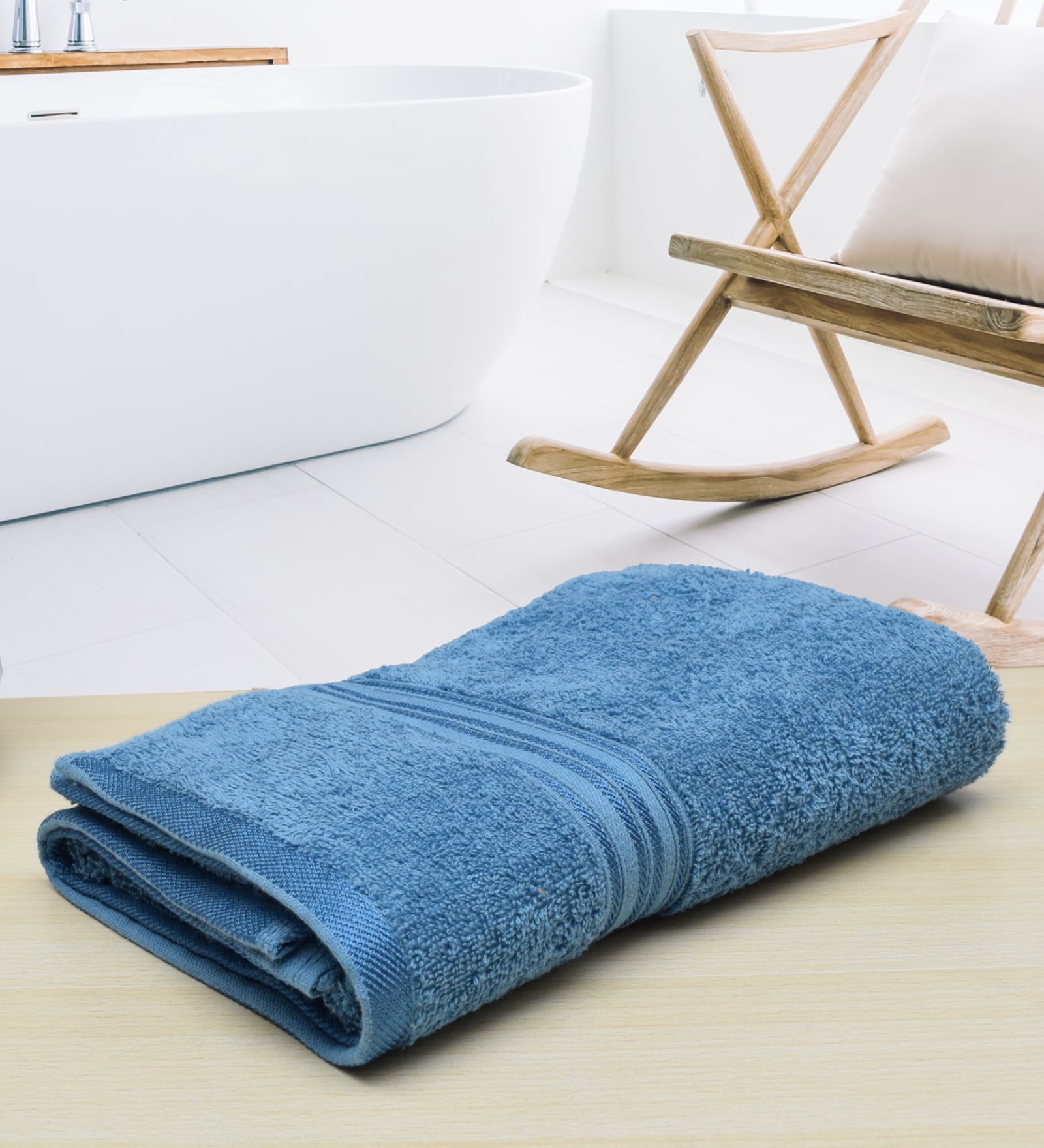 Blue Solid 500 GSM Cotton Bath Towel
