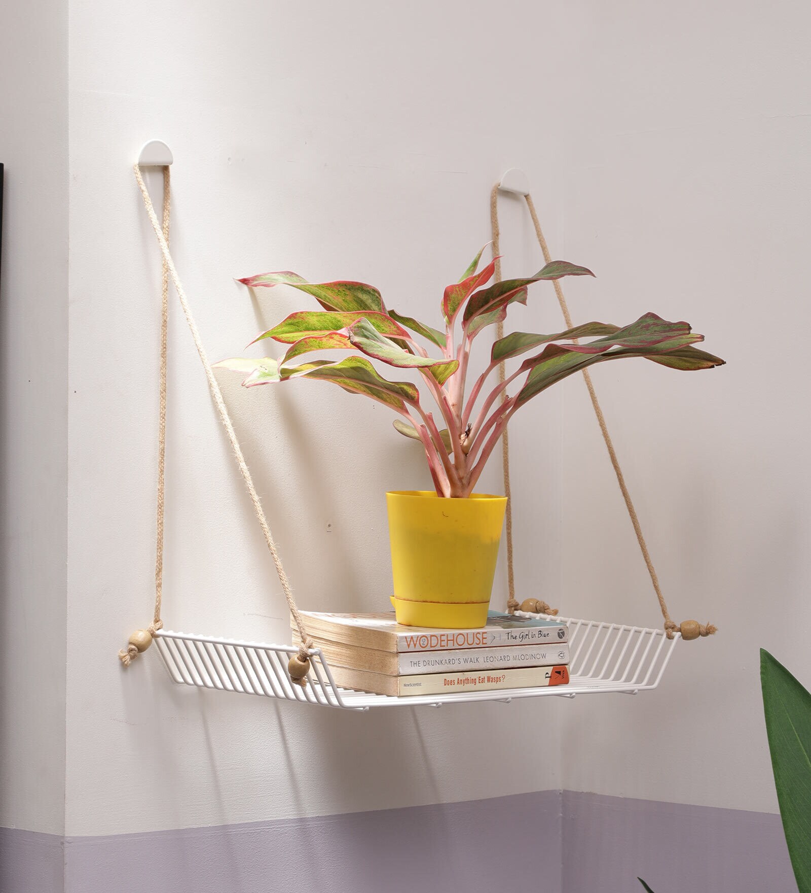 Weebill Galvanized Iron Floating Wall Shelf in White Colour