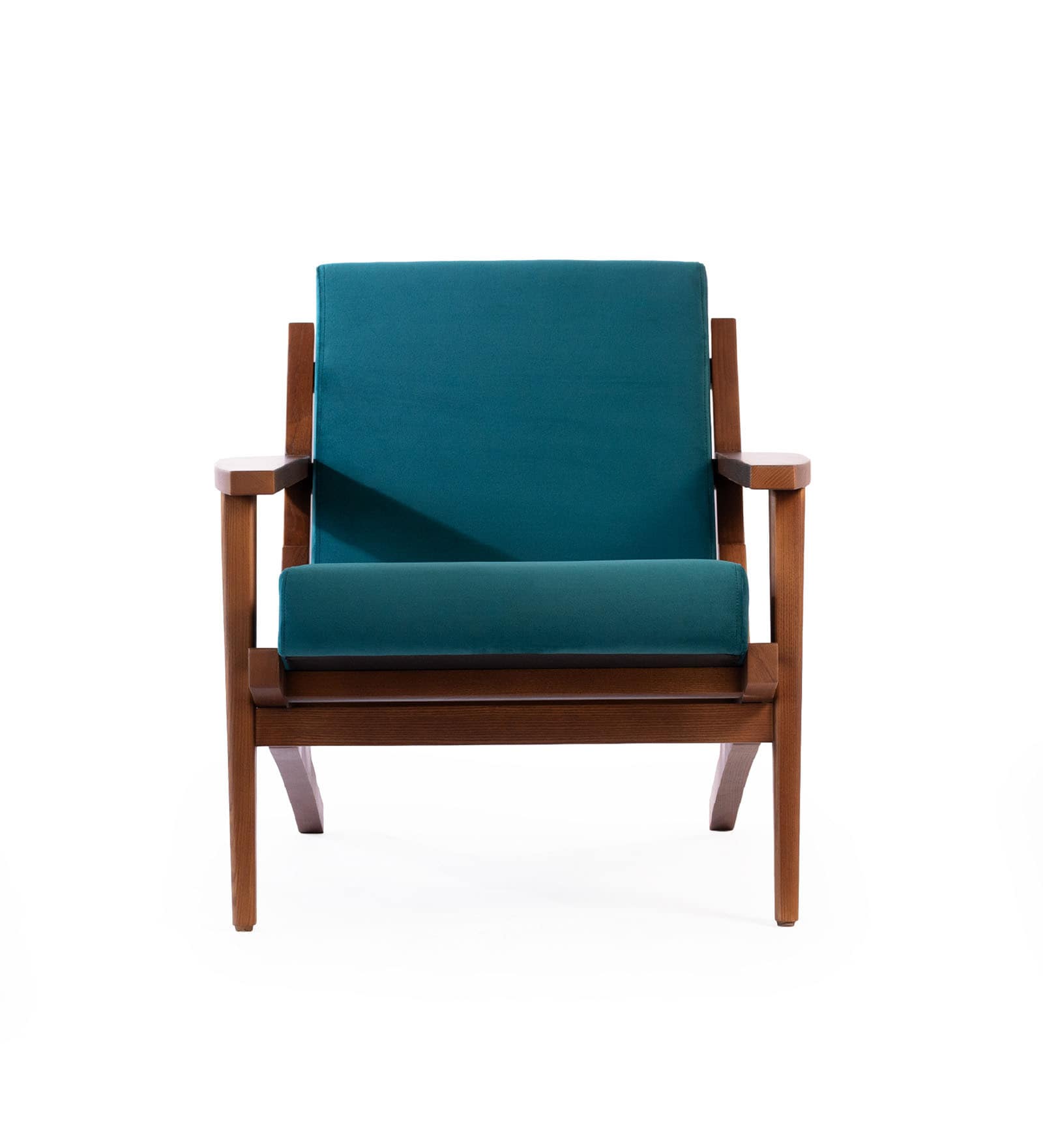 Wegner Fabric Armchair in Exotic Teak & Blue Oasis Colour Wegner Fabric Armchair in Exotic Teak & Blue Oasis Colour