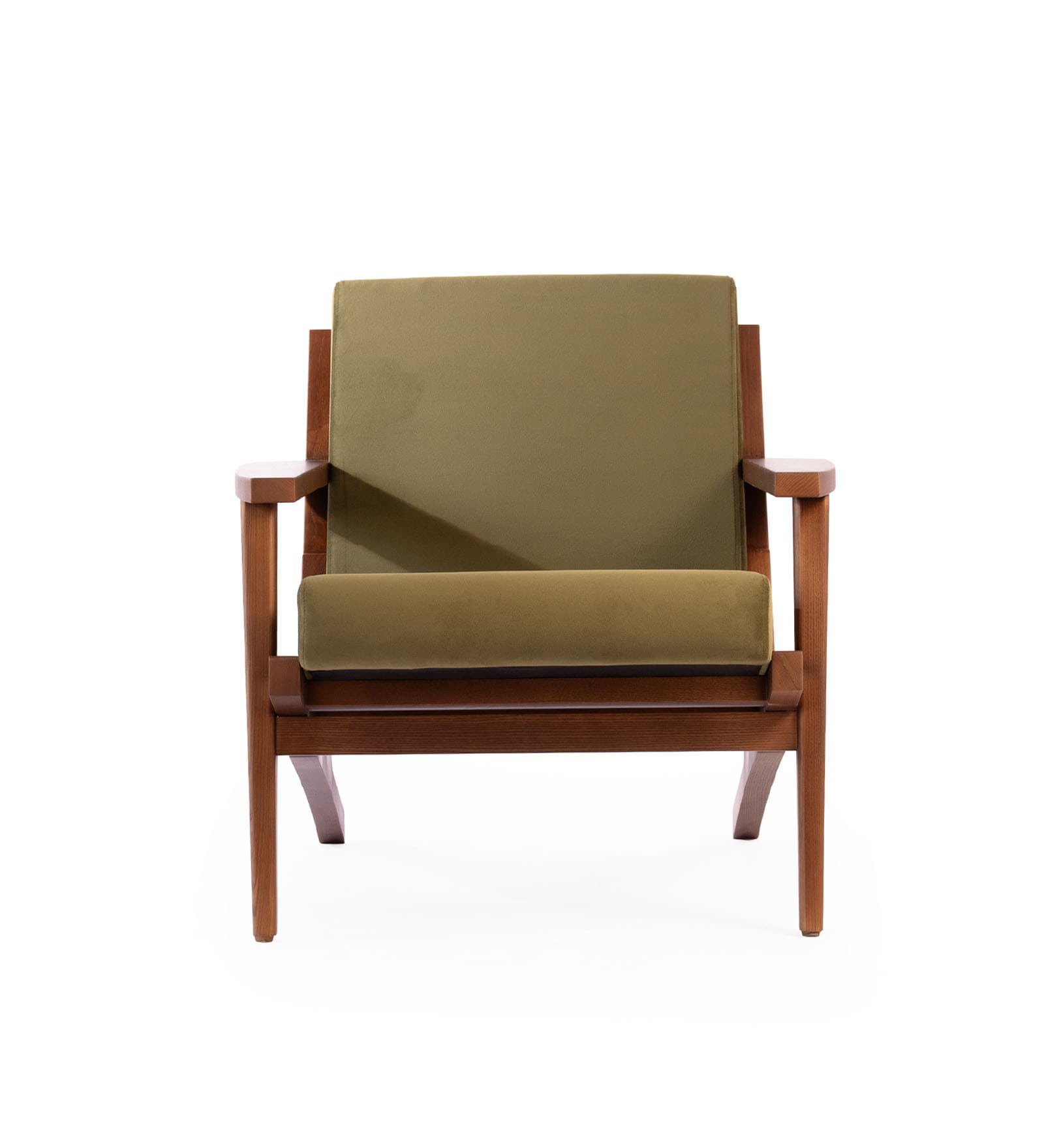 Wegner Fabric Armchair in Exotic Teak & Smoked Olive Colour Wegner Fabric Armchair in Exotic Teak & Smoked Olive Colour
