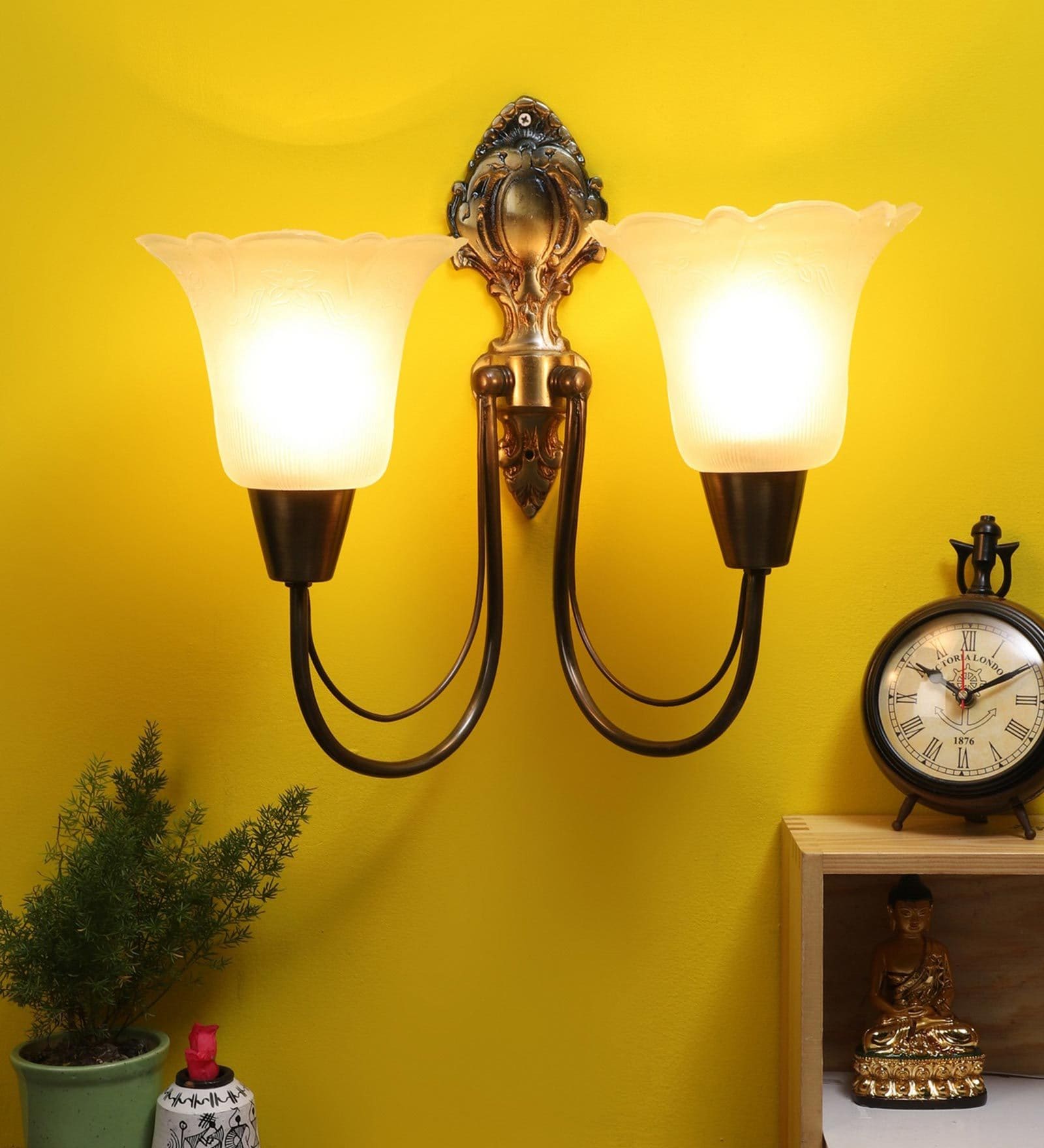 Burnie Antique Brass Metal Wall Sconces