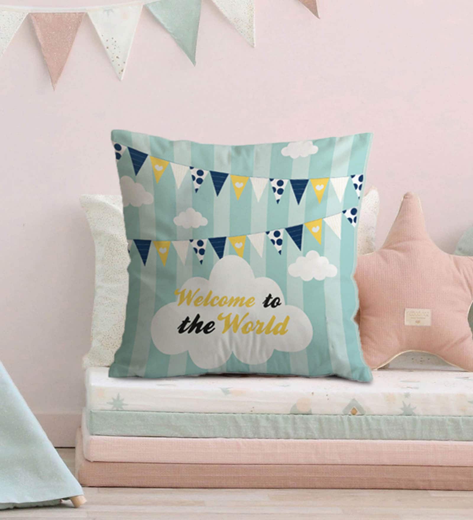 Canvas Cushion with Welcome Print