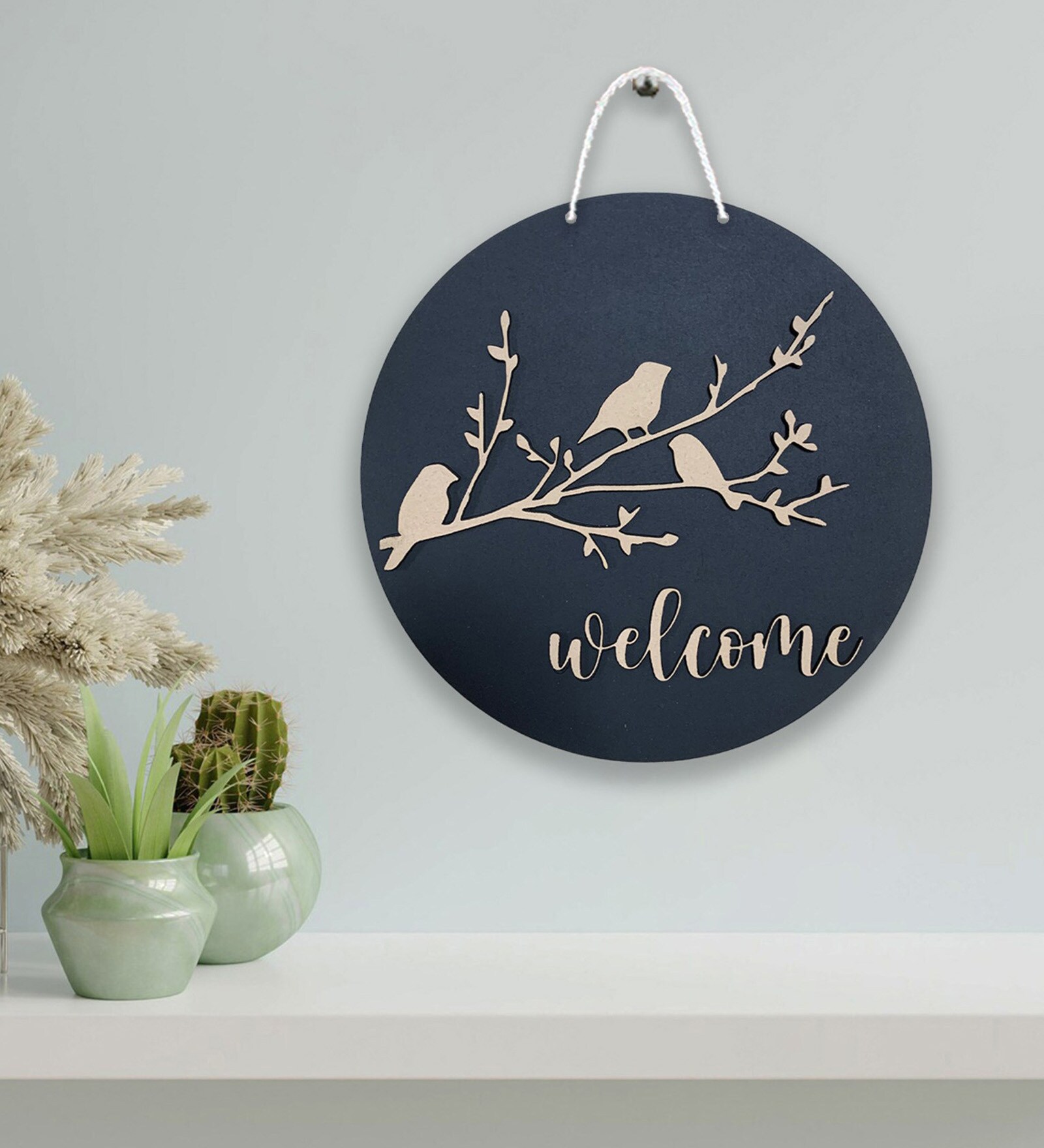 Buy Welcome With Birds Black MDF Wall Art by Art Street at 45% OFF by ...