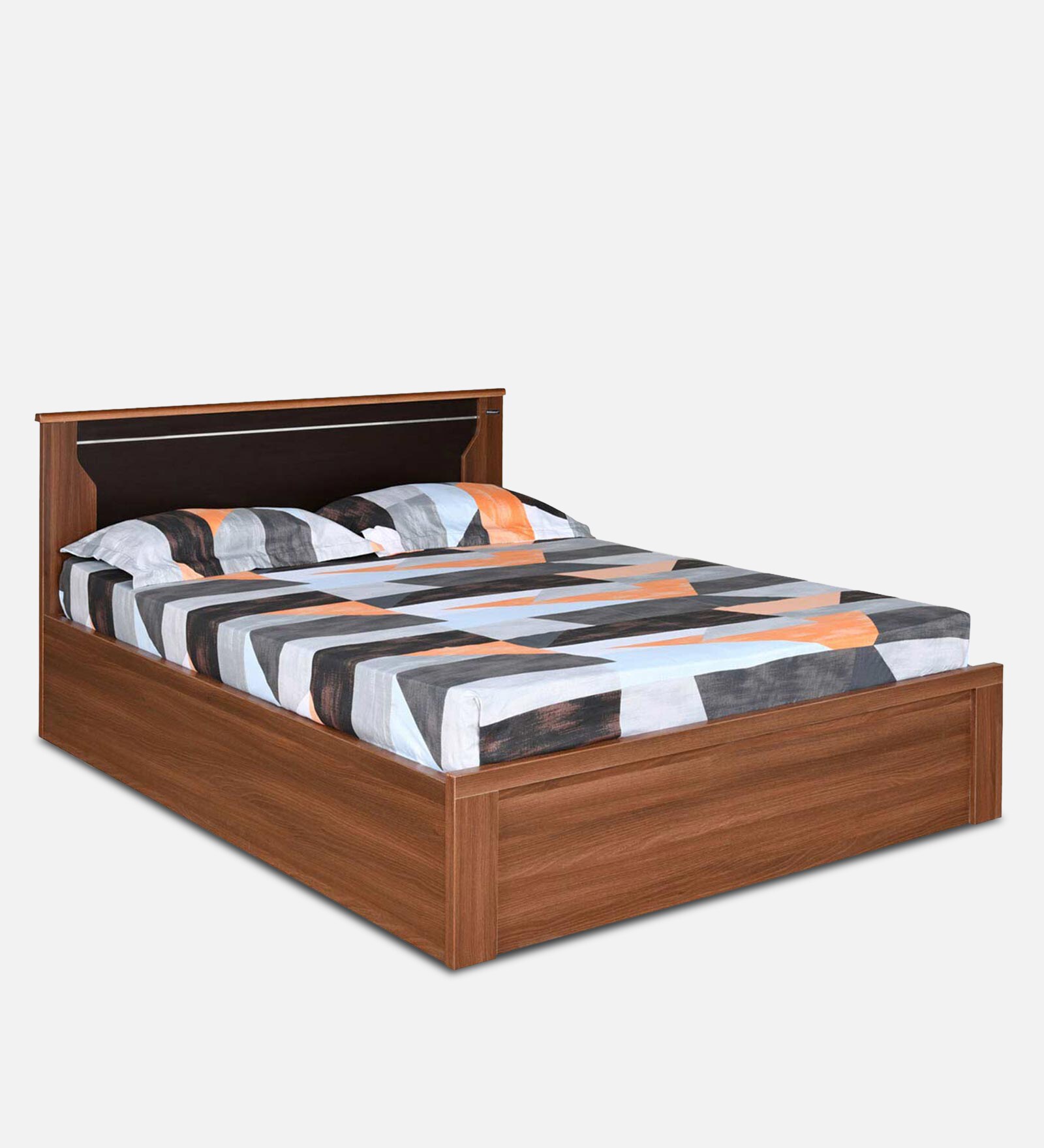 Wellington Queen Size Bed with Storage in Brown Finish
