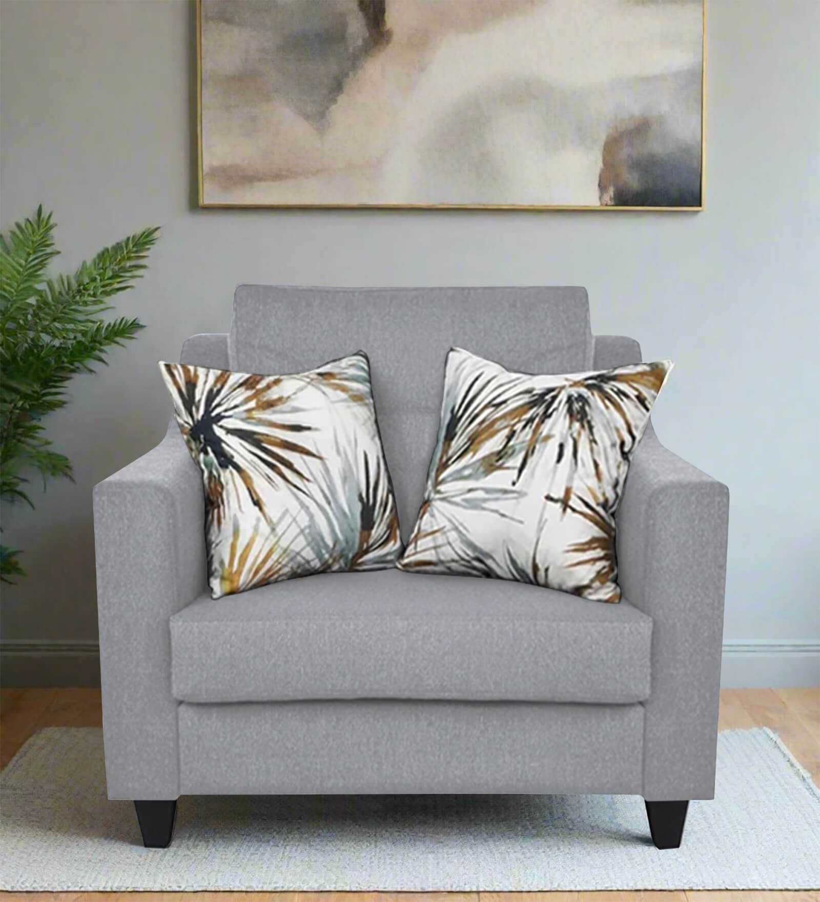 Welly Fabric 1 Seater Sofa In Coin Greyn Colour