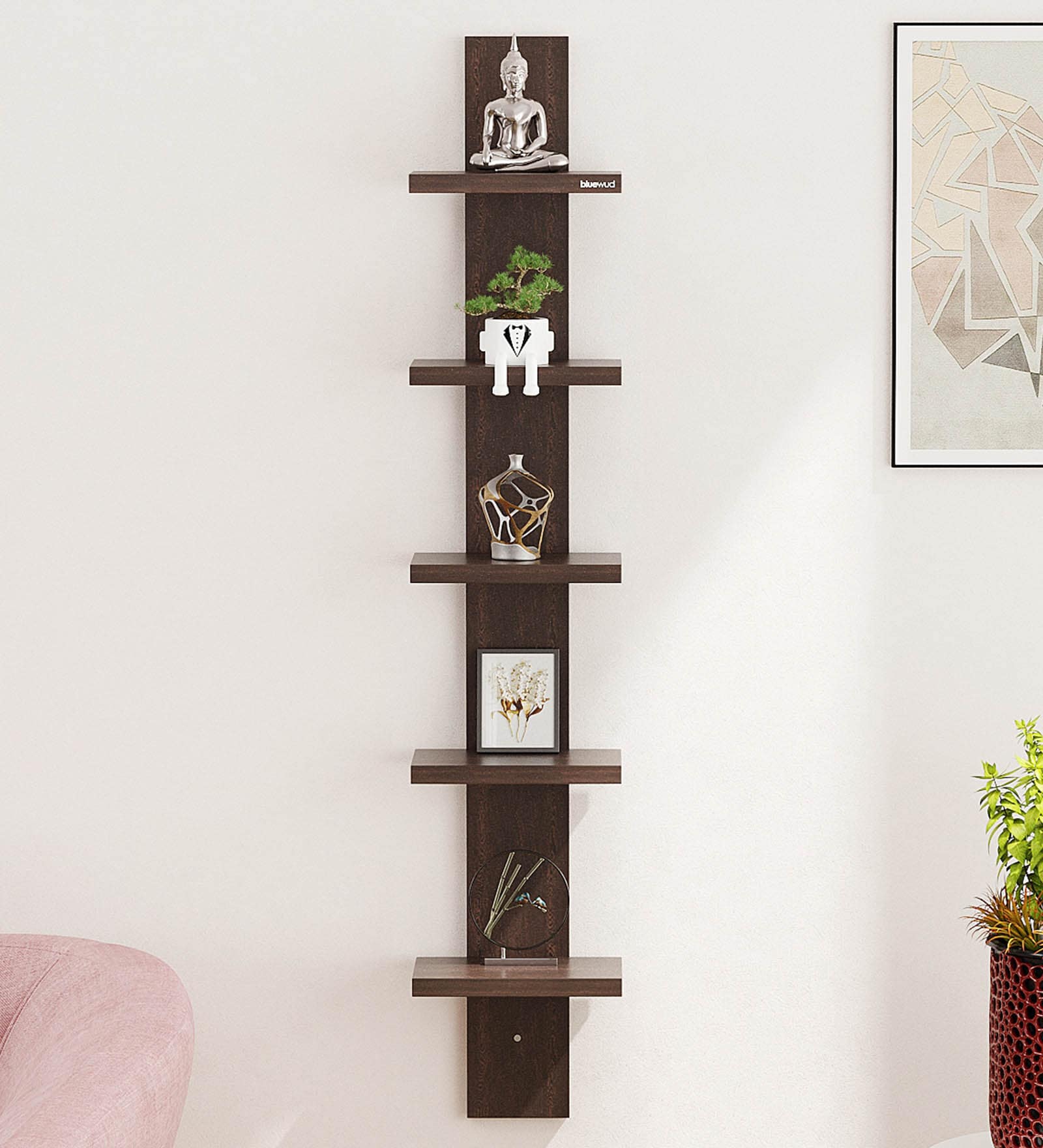 Wenge Engineered Wood Louis Floating Wall Shelf