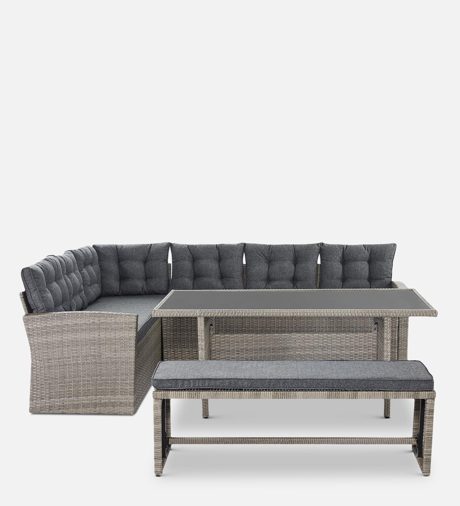 Buy Werner Wicker Table and Chair Set in Grey Colour at 27 OFF by