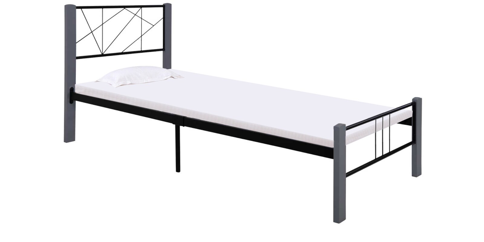 Buy  Wrought Iron Single Bed in Grey Colour by Evok Online Single