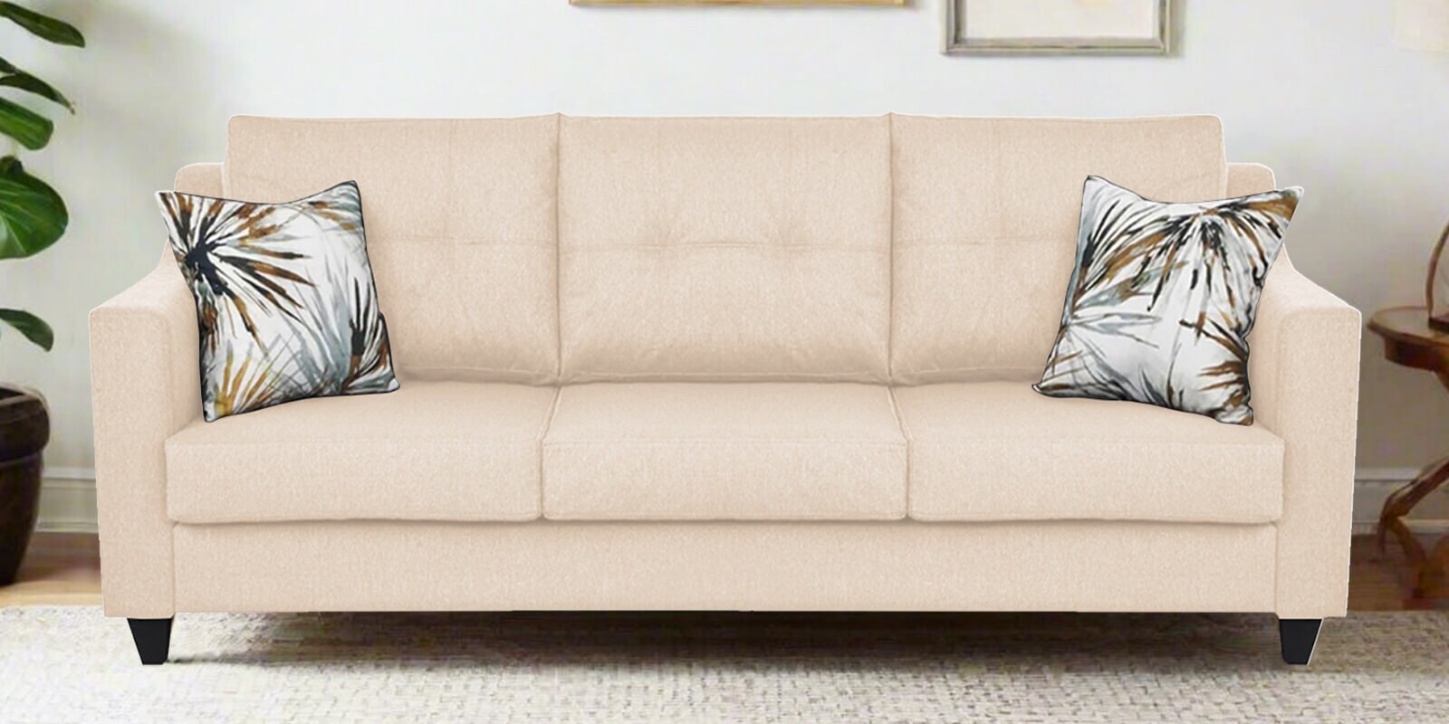 Welly Fabric 3 Seater Sofa In Woom Beige Colour