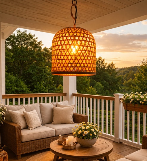 Handcrafted Bamboo Pendant Lamp   Woven Design