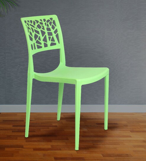 Webby Designer Plastic Chair In Green Colour By Furniease