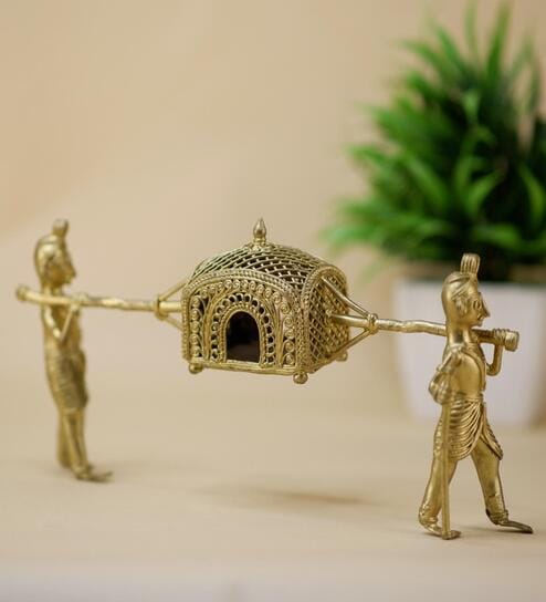 Wed On Palki Gold Brass Figurine