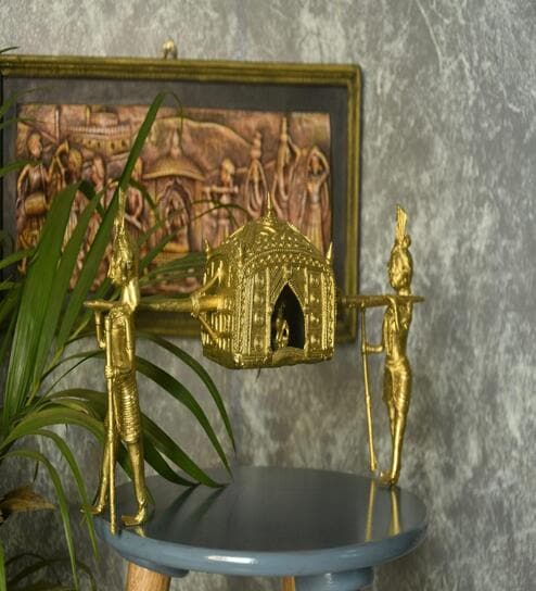 Wedding Palki Gold Brass Showpiece