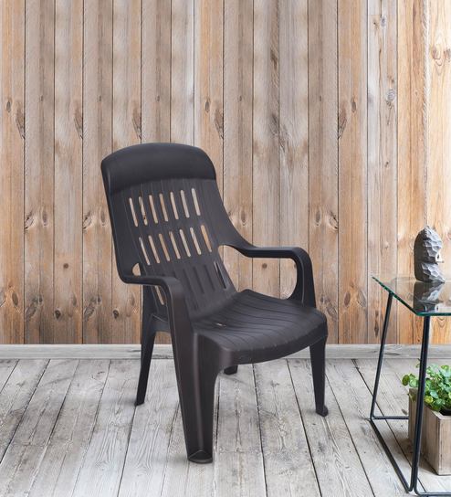 Buy Weekender Premium Plastic Chair In Weather Brown Colour By