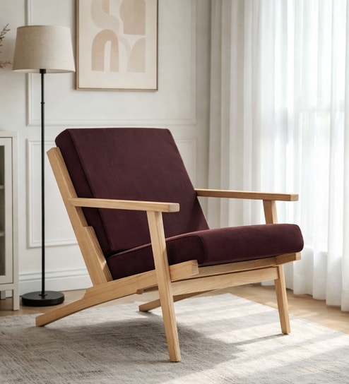 Wegner Fabric Armchair in Nordic Ash & Royal Mulberry Colour