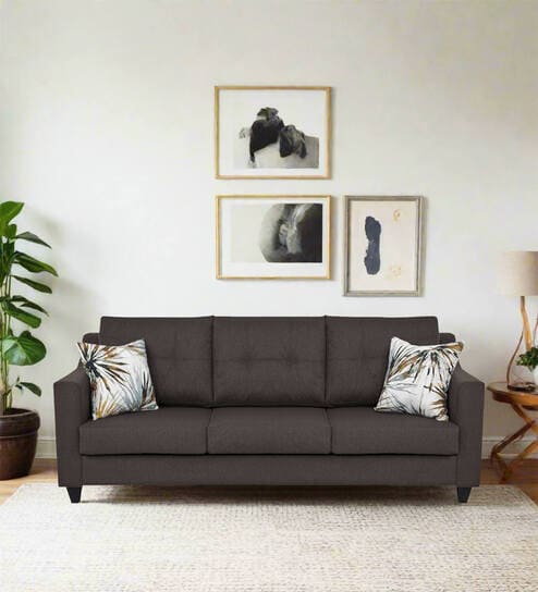 Welly Fabric 3 Seater Sofa In Caspa Brown Colour