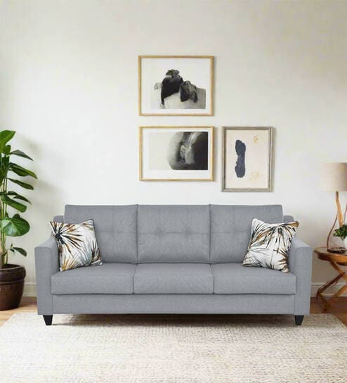 Welly Fabric 3 Seater Sofa In Coin Greyn Colour