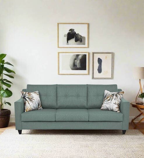 Welly Fabric 3 Seater Sofa In Suka Blue Colour