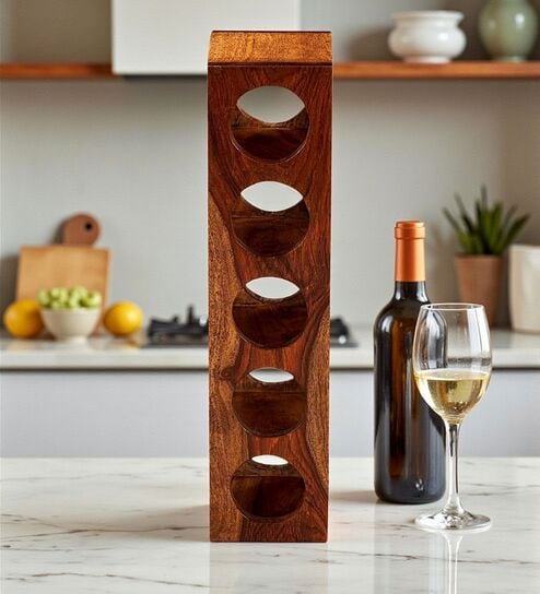 Wembley Wine Rack In Natural Teak Finish