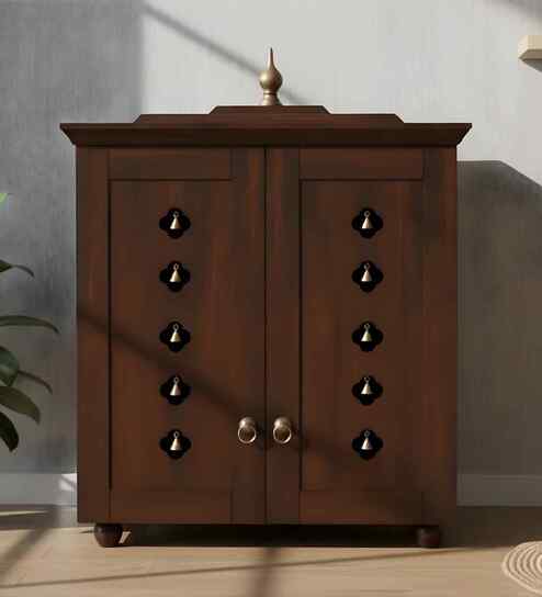 Wenge Aumkara Teak Wooden Mandir With Door