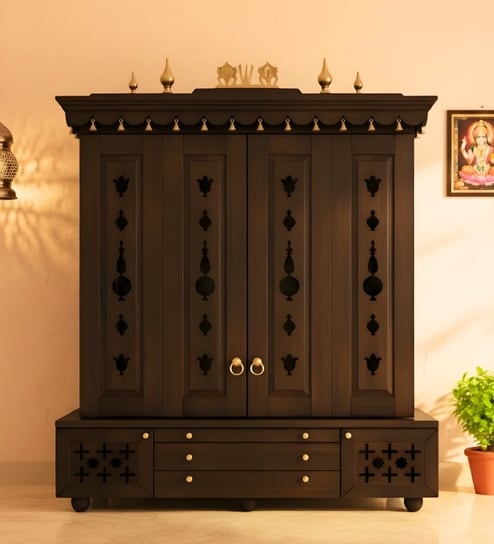 Wenge Divyasthal Teak Wooden Pooja Mandir With Door