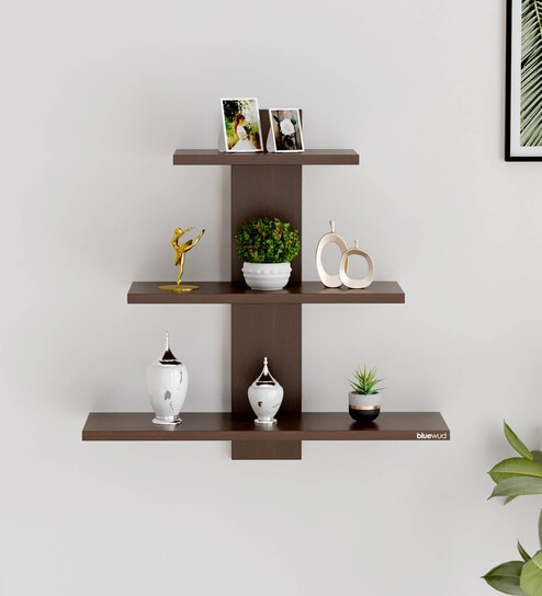 Wenge Engineered Wood Phelix Floating Wall Shelf